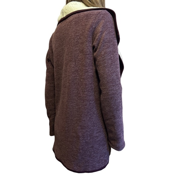 Nicole Miller Cardigan Sweater Jacket Duster Cozy Sherpa Lined Large Lapel - Picture 5 of 10